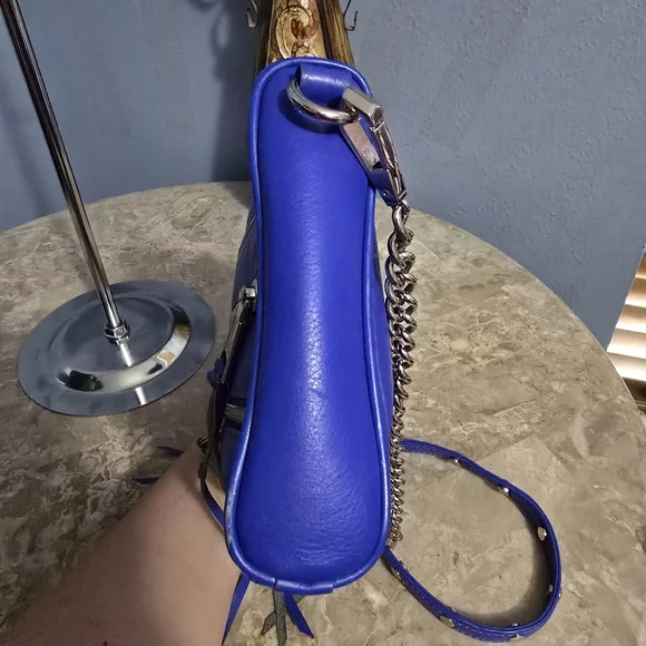 Rebecca Minkoff Mini Mac Cobalt Blue Zipper & Fringe Crossbody Bag - Picture 7 of 12